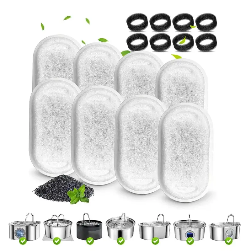 Water Fountain Filter, 8/24pcs Replacement Pet Water Fountain Filter Set, without Fountain, Compatible with Multiple Machines