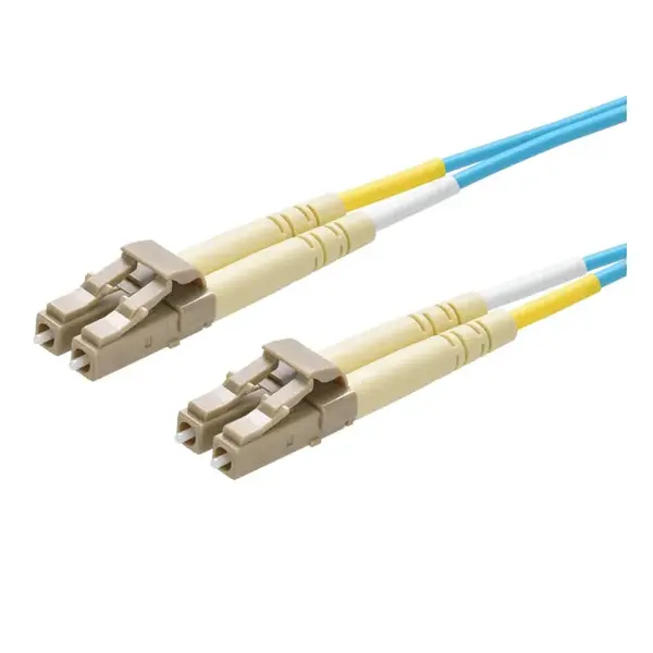 45971 Monoprice MM OM3 Fiber Optic Cable LC-LC UL 2mm 50/125 OFNP Duplex Aqua 30m