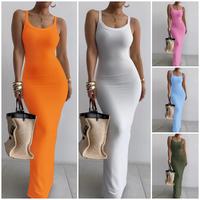 ChicMe Women Spaghetti Strap U-Neck Casual Maxi Dresses Slim Fit Cami Dress Party Club Bodycon Dress