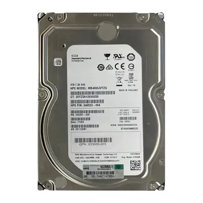 846523-004 HP 4TB 7200RPM SAS 12GB/s Hot-Pluggable 3.5-Inch LPc Hard Drive for ProLiant Gen10/Gen10+/Gen11 Servers