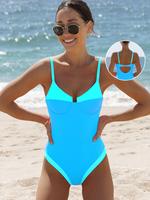 Popvil V-wire Neon One Piece Swimsuit With Breast Pad,Tummy Control High Waisted Neon Swimsuit for Women,dealsforyoudays
