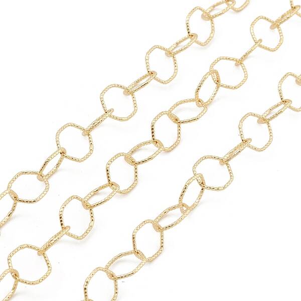 Brass Textured Hexagon Link Chains