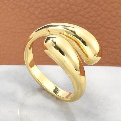 Brass Teardrop Open Cuff Ring for Women
