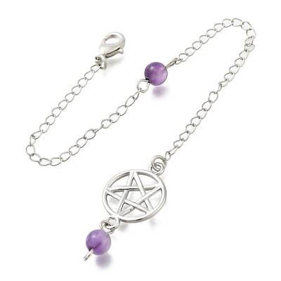 Alloy Flat Round with Star Dowsing Pendulums