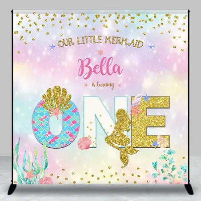 Aperturee Little Mermaid Bokeh Custom 1St Birthday Backdrop | Custom Happy Birthday Banner | Custom Birthday Backdrops | Happ...