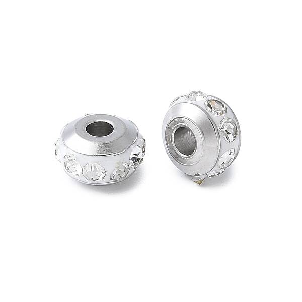 304 Stainless Steel Polymer Clay Rhinestone Beads