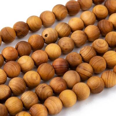 Natural Wood Beads Strand
