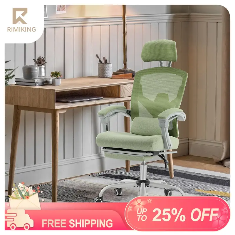 RIMIKING Luxury Office Chair with Adjustable Headrest and Lumbar Support, Thicker & High-Density Seat Cushion, Breathable Bac...