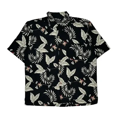 George Hawaiian Shirt - Large Black Silk