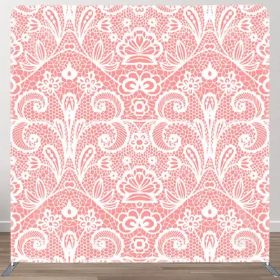 Aperturee Pink Lace Parttern Fabric Backdrop Cover For Party - Aperturee