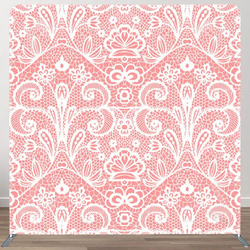 Aperturee Pink Lace Parttern Fabric Backdrop Cover For Party - Aperturee