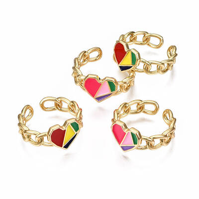 Brass Enamel Cuff Rings