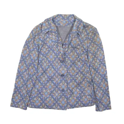 Blazer Jacket Blue 90s Argyle Womens M
