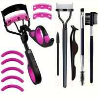 Lashes Curler Kit, 13pcs/set Eyelash Curler & Eyebrow Brush & Tweezers & Silicone Pad for Lash Clusters, Professional Makeup ...