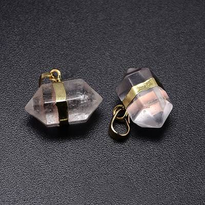 Natural Quartz Crystal Double Terminated Pointed Pendants