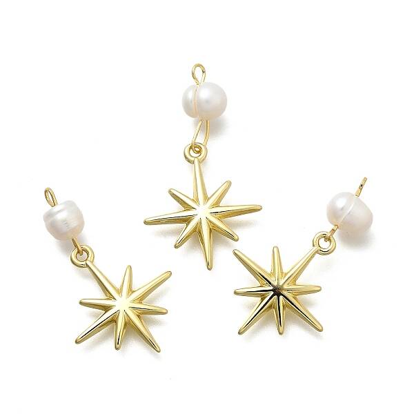 Brass & Natural Pearl Star Pendants