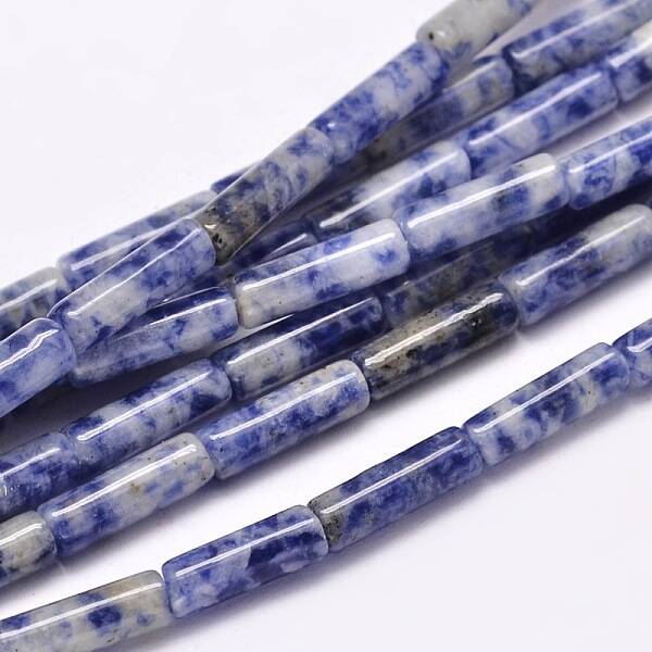 Natural Blue Spot Jasper Column Beads Strands