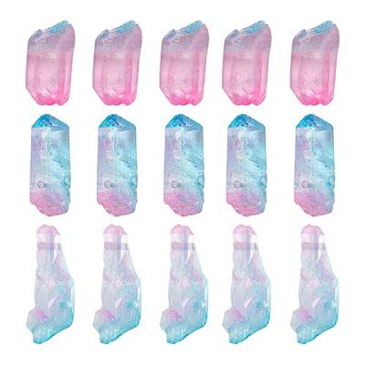 3Pcs Electroplate Natural Quartz Crystal Beads Strands