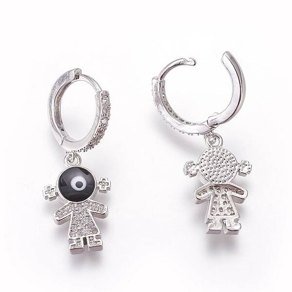 (Jewelry Parties Factory Sale)Brass Cubic Zirconia Hoop Earrings