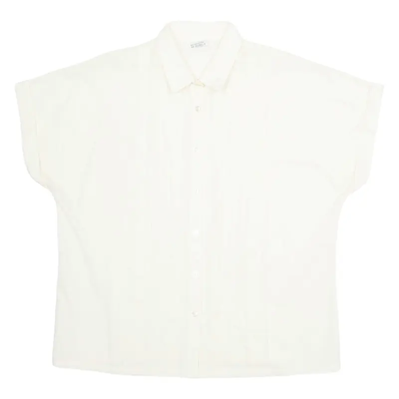 ACKERMANN Womens Blouse Cream Collared Sleeveless L