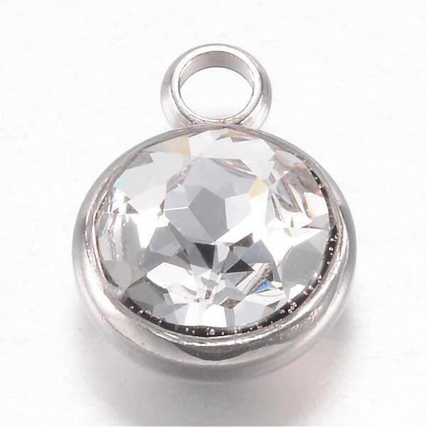 304 Stainless Steel Glass Rhinestone Charms