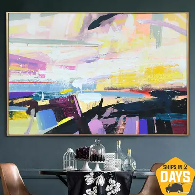Unstretched Large Abstract Colorful Paintings On Canvas Textured Painting Hand Painted Art Original Oil Painting | DEPTH OF N...