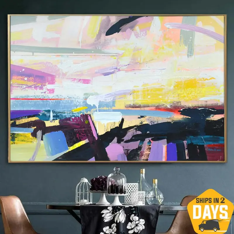 Unstretched Large Abstract Colorful Paintings On Canvas Textured Painting Hand Painted Art Original Oil Painting | DEPTH OF N...