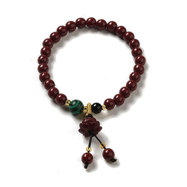 6mm Round Cinnabar Mala Stretch Bracelets