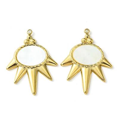 Ion Plating(IP) 304 Stainless Steel Pave Shell Pendants