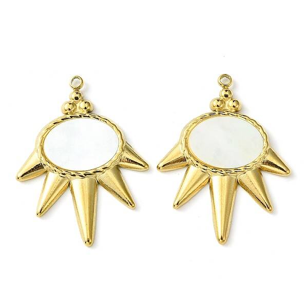 Ion Plating(IP) 304 Stainless Steel Pave Shell Pendants