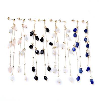 Natural Gemstone Dangle Stud Earring
