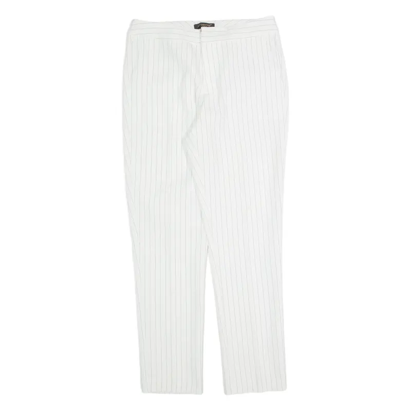 ATTENTIF Striped Womens Trousers White Slim Tapered W28 L28