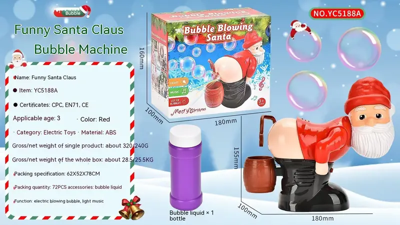 Electric Santa Claus Bubbles Machine | Color: Santa Claus Bubble Machine | quantity: 1PC