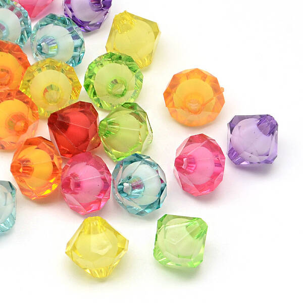 Faceted Transparent Bicone Acrylic Beads