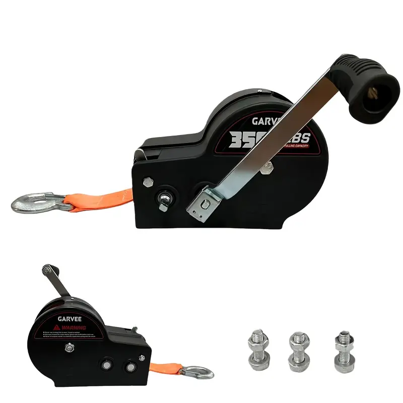 Garvee 3500lbs Heavy Duty Boat Trailer Winch with 33ft Strap, 4:1/8:1 Gear Ratio Hand Winch, Portable Hand Crank Winch for To...
