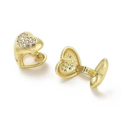 Heart Rack Plating Brass Micro Pave Clear Cubic Zirconia Hoop Earrings