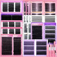 Individual Eyelashes Extension Set, 1 Set Mixed Length False Eyelashes with Lashes Glue & Tweezers, Eye Makeup Enhancement Fa...