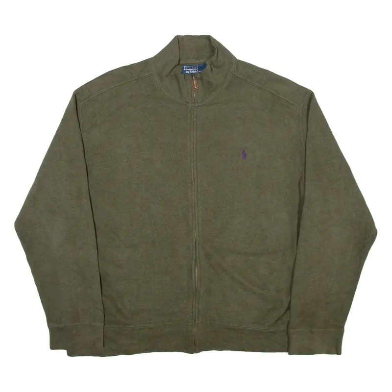 POLO RALPH LAUREN Mens Jumper Green 1/4 Zip Tight Knit XL