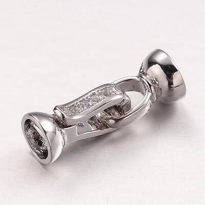 Brass Micro Pave Cubic Zirconia Fold Over Clasps