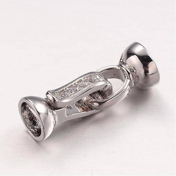 Brass Micro Pave Cubic Zirconia Fold Over Clasps