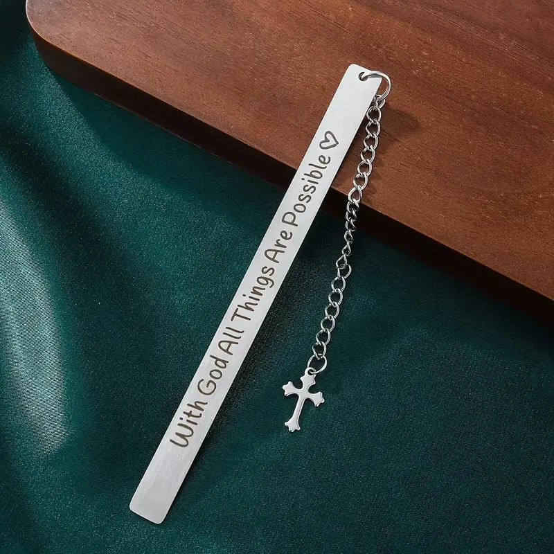 Stainless Steel Bookmark, 1 Set Religious Letter Bookmark, Christian Gifts for Friends Family Teacher Lovers