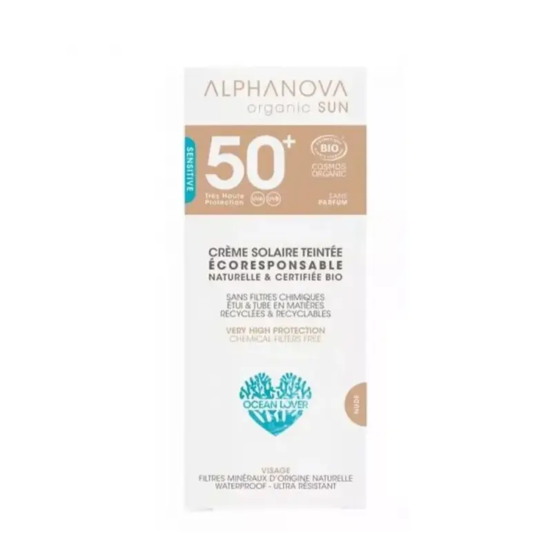 Alphanova Organic Light Tint Cream Very High Protection Spf50+ Bio Sensitive and Reactive Skin 50g