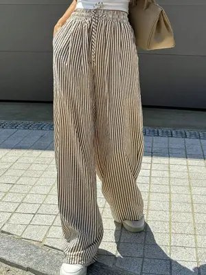 Women's Ruched Wide Leg Pants, Casual Loose-Fitting Long Trousers, All Season Fashionable Casual High Waisted Bottoms, Comfor...