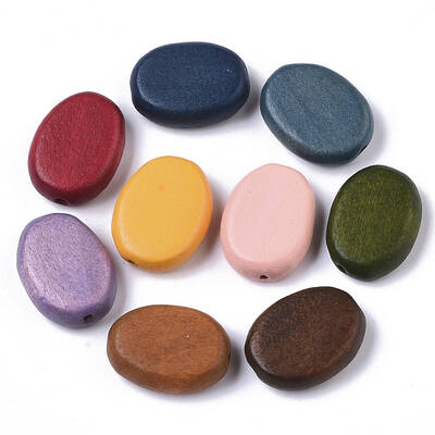 Painted Natural Wood Beads