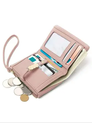 Women's Solid Color Short Wallet, 2025 New Style Fashionable Minimalist Card Slot Card Holder for Girlfriend Gifts, Casual Ve...