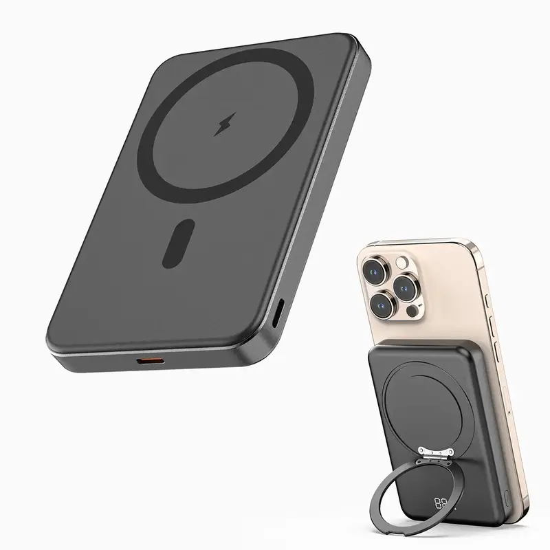 Magnetic Power Bank, 10000mAh Wireless Portable Charger with Foldable Stand, 20W PD Fast Charging Power Bank with USB-C Cable...