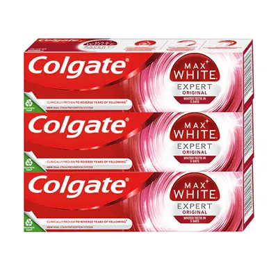 Colgate Original Max White Expert Toothbrush Set 3x 75 ml