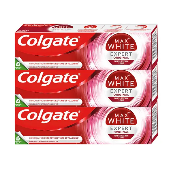 Colgate Original Max White Expert Toothbrush Set 3x 75 ml