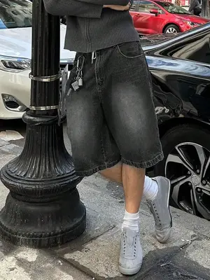 Men's Retro Washed Denim Shorts, Casual Comfy Regular Fit Shorts for Summer, Fashion Men's Bottoms for Daily Wear