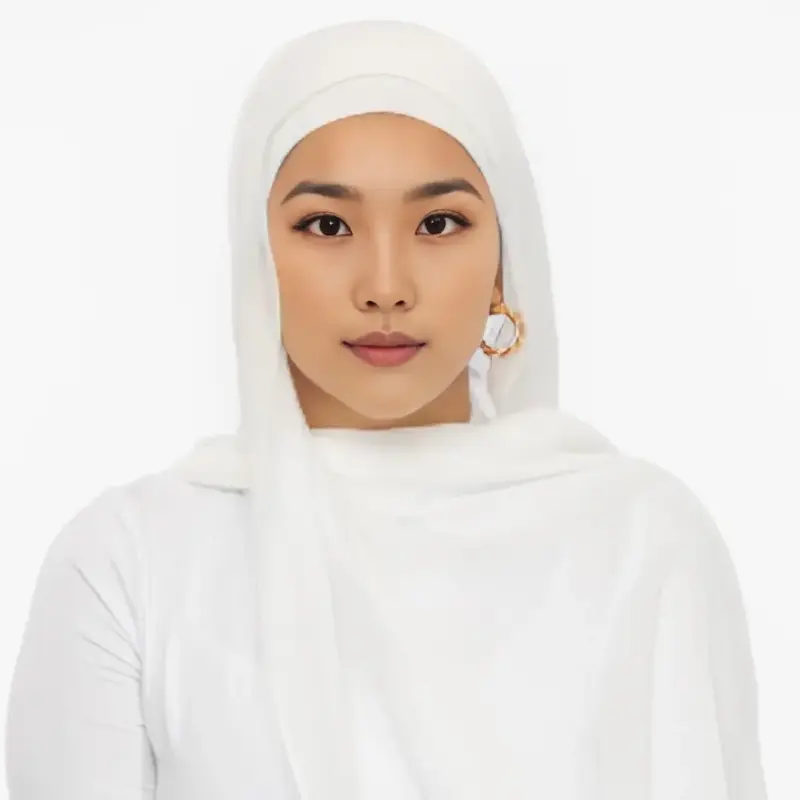 Premium Modal Viscose White Hijab 30x73in - Muslim Women's rectangular Hijab